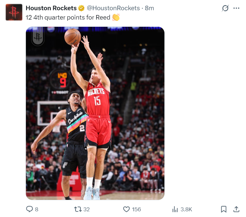 Kaiyun sports-谢泼德末节12分登全美热搜！火箭官方为他鼓掌 休媒盼给核心地位